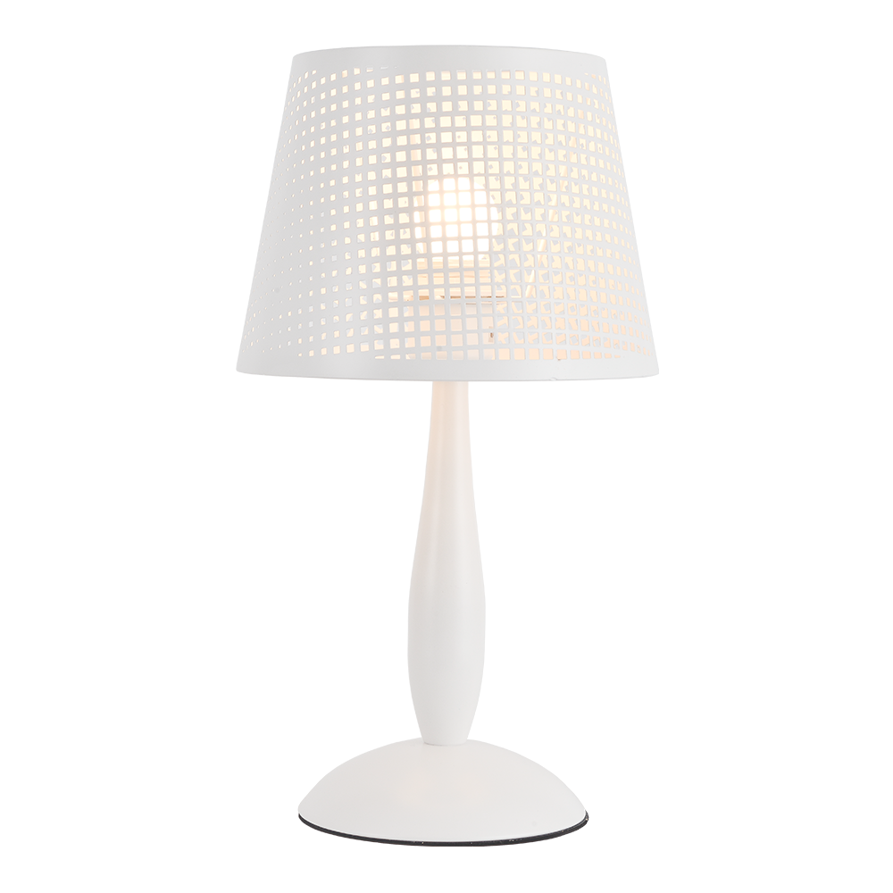 VELADOR ACRILICO BLANCO C/PANTALLA CALADA METAL P151T